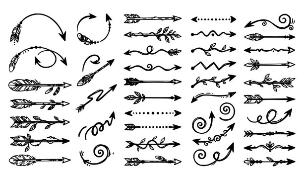 Hand drawn boho arrows &ndash; decorative vector elements for design