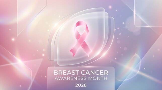 Glowing Pink Ribbon Banner for Breast Cancer Awareness Month 2026