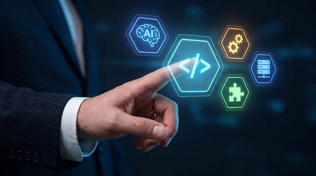 Low Code No Code Development for Enterprise Application Automation Visual Programming AI Software Integration Digital Transformation Workflow Management and Business Technology Solutions