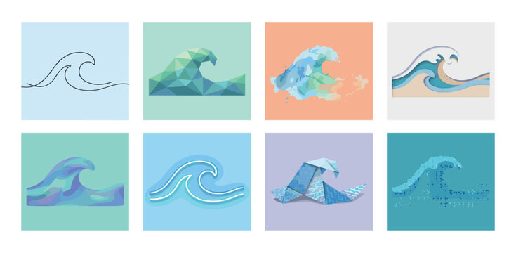 Ocean wave line art.  Tidal wave line art. Hand drawn vector illustration with editable stroke. Isolated on transparent background.
