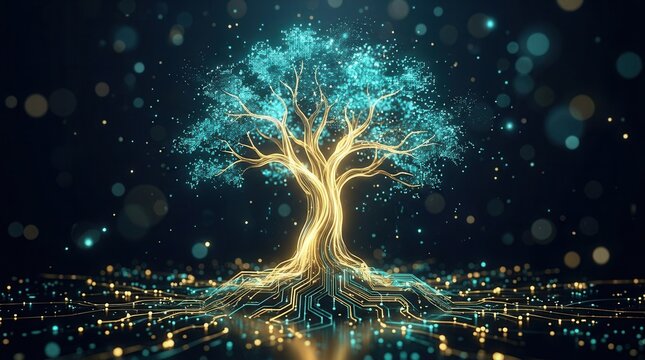 Digital divide and inequality concept showing innovative technology meeting nature.