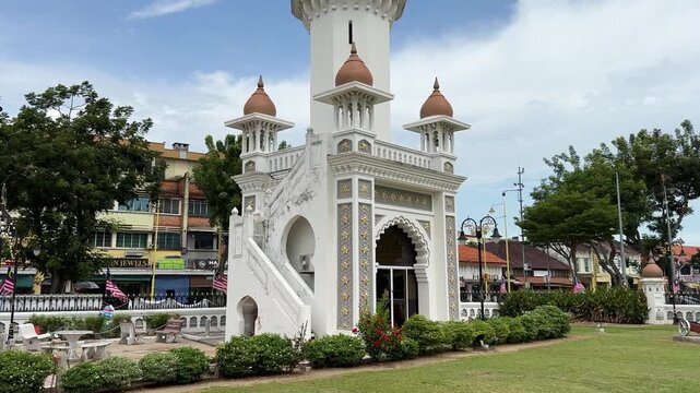 Unusual minaret of Kapitan Keling Mosque in George town, Penang island, Malaysia