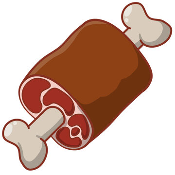 Fresh Raw Meat Bone Vector