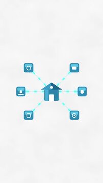 Smart home network system with house remote control and iot symbols connected
