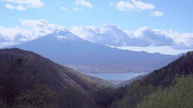 Late Autumn Mt. Fuji Viewed from Tenka Chaya, Yamanashi, Japan