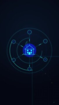 Smart home network system hologram appears on digital background with iot connections