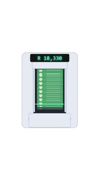 South Africa Rand ZAR money counting machine rotating banknotes quick down rotation, business economy footage