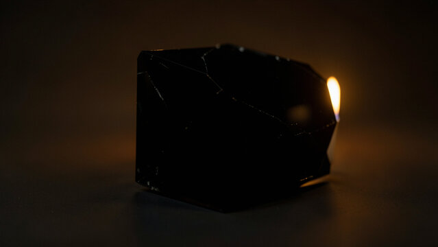 Dark Volcanic Obsidian Glass Block Sharp Conchoidal Fracture