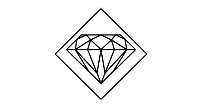 Luxury diamond logo outline symbol minimalist gemstone editable vector template