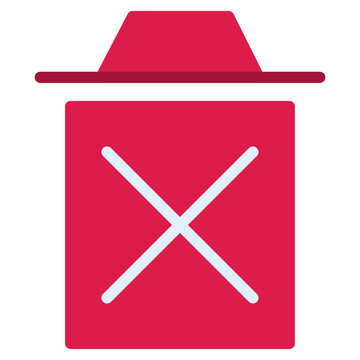 Delete file icon for removing digital content. Trash bin symbol for application interface, software utility, or document management system. Icon design flat style