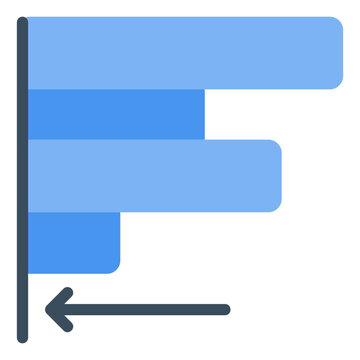 Align left icon for text positioning in application. Left justified lines symbol for word processor, design software, or document editor. Icon design flat style