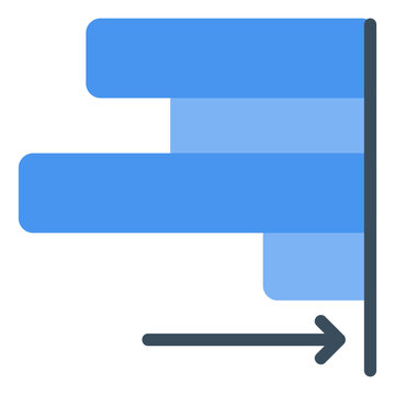 Align right icon for text positioning in document editor. Right justified lines symbol for application interface or typography tool. Icon design flat style