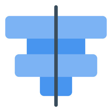Align center vertical icon for object positioning in application. Middle aligned vertical symbol for design software or layout tool. Icon design flat style