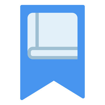 Bookmark icon for saving page location in application. Ribbon marker symbol for document reader or pdf software interface. Icon design flat style