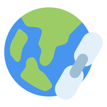 Link icon for connecting web addresses or documents. Chain symbol for hyperlink feature in text editor or browser application. Icon design flat style