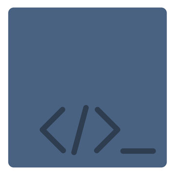 Code icon for programming or markup language editor. Angle bracket symbol for developer tool or software ide interface. Icon design flat style