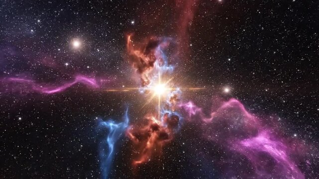 Bright supernova explosion in deep space with starry background