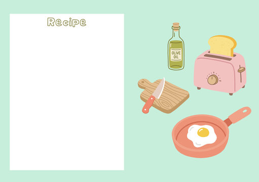 recipe template with kitchenware