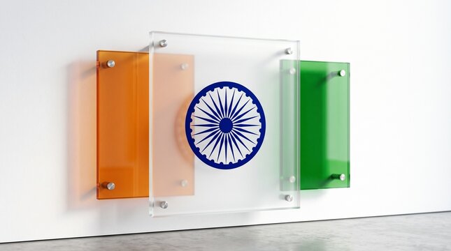A modern 3d glass rendering of the indian national flag for republic day celebrations and patriotic events