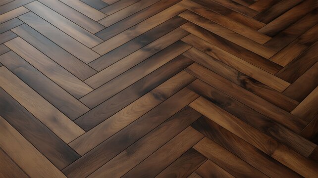 dark wooden parquet flooring arranged in a herringbone pattern with rich natural texture