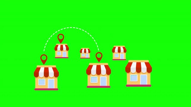 Multiple Retail Store Locations with Map Pins Representing Business Expansion and Local Commerce