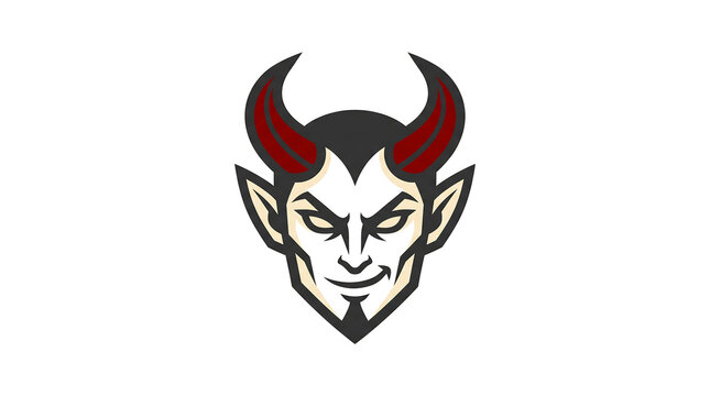 Stylized devil mascot logo with red horns and sharp features.
