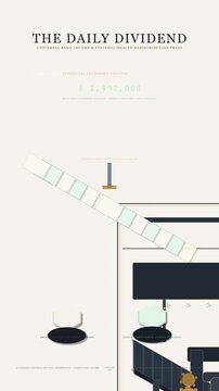 Universal basic income payout vintage newspaper printing abstract motion graphic