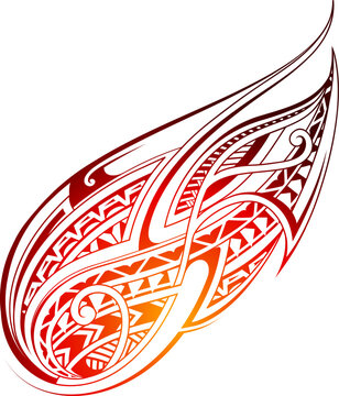 Polynesian style tattoo with fire elements