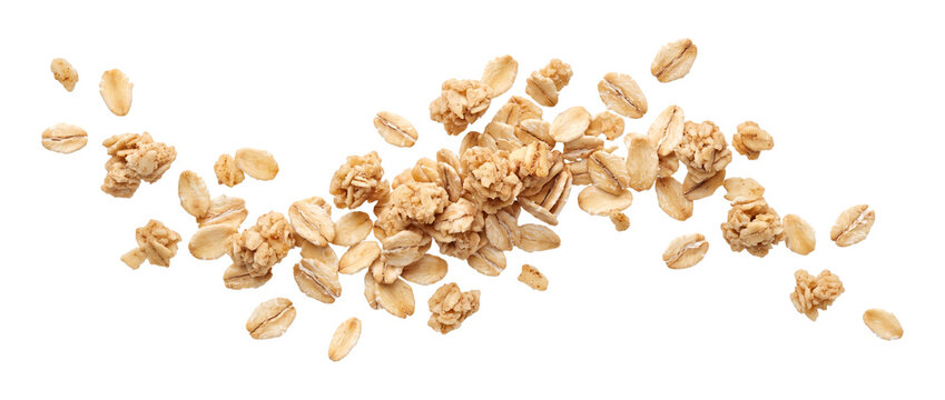 Falling granola isolated on transparent background