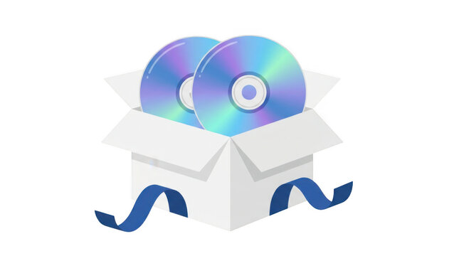 Gift box with cds inside isolated on transparent background