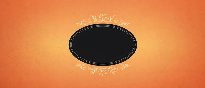 Orange decorative background with elegant oval frame and copy space