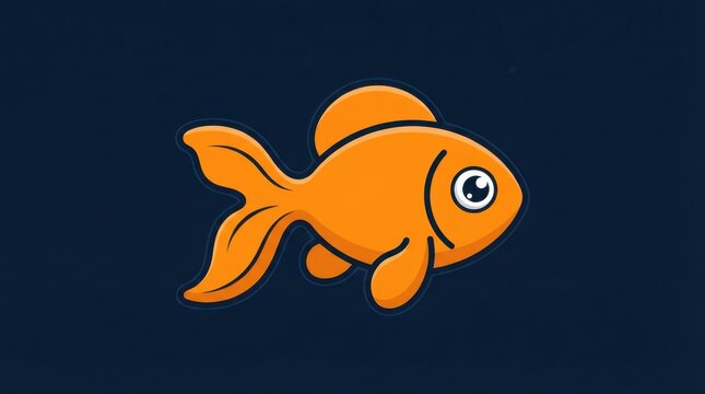 Cute orange goldfish cartoon icon illustration