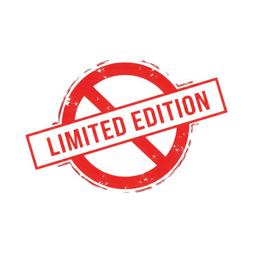Limited edition red grunge stamp design on a transparent background for product exclusivity and special releases.