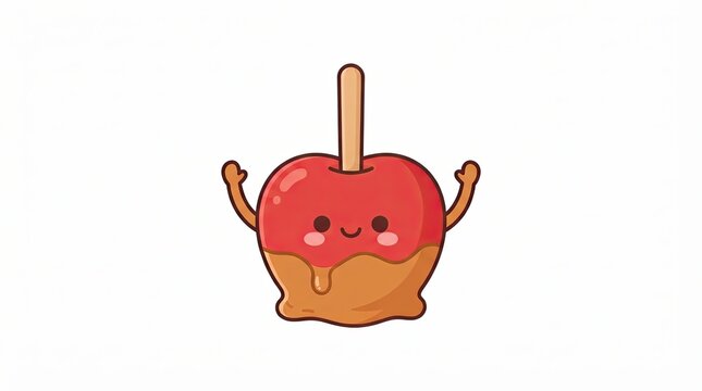 Cute cartoon candy apple character with a happy face