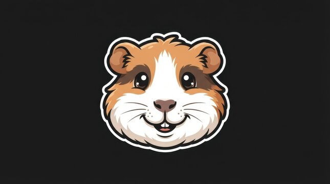 Cute cartoon guinea pig head mascot logo isolated on white background