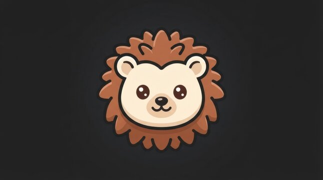 Cute cartoon hedgehog head icon vector illustration of woodland animal