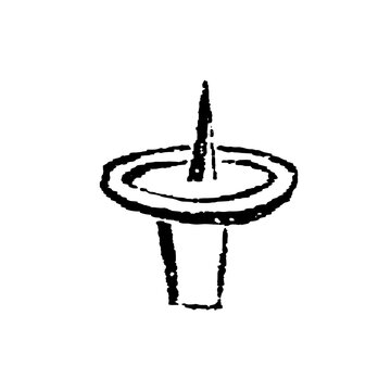 Candle bobeche with central pricket and conical base, vintage architectural ink sketch, old vintage illustration, 1897.