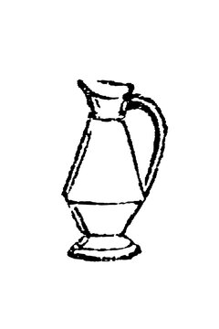 Tall narrow pitcher with handle and spout, elegant simple lines, old vintage illustration, 1897.
