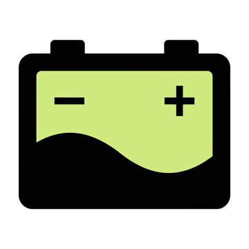 Car Battery Acid Leak Icon With Low Charge Level