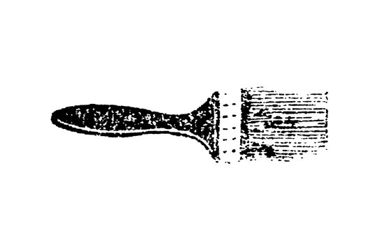 Paintbrush with rugged bristles and textured wooden handle, old vintage illustration, 1897.