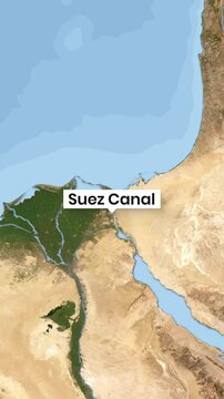 Suez Canal waterway connecting Mediterranean and Red Seas video footage