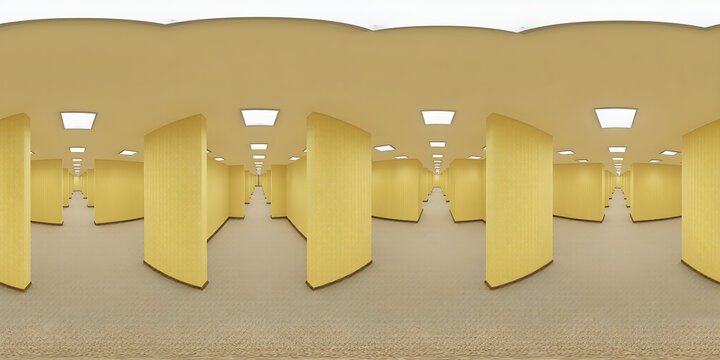 Endless yellow liminal rooms 360 HDRI environment