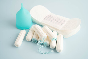 Sanitary hygiene set for women menstrual period cycle protection. © Pakawadee