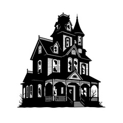 Fototapeta premium Haunted Victorian House with Spooky Gothic Architecture at Night