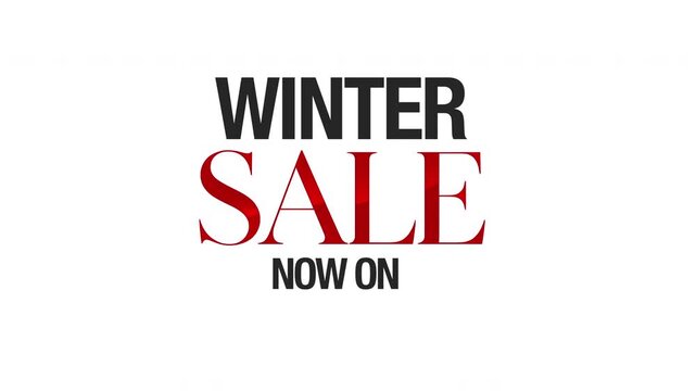 Bold 16:9 promotional graphic featuring white &ldquo;WINTER&rdquo; text, dramatic red &ldquo;SALE&rdquo; lettering, and &ldquo;ENDS SOON&rdquo; beneath. Designed for seasonal retail promotions with a strong sense of urgency. 4K ProRes,