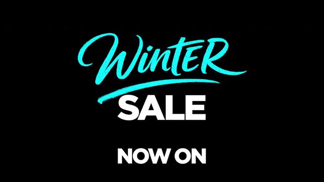 Bold 16:9 promotional graphic featuring handwritten &ldquo;WINTER&rdquo; text, bold &ldquo;SALE&rdquo; lettering, and &ldquo;sub message&rdquo; beneath. Designed for seasonal retail promotions with a strong sense of urgency. 4K