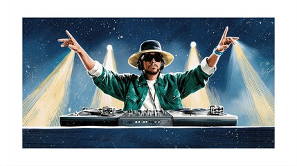 Naklejka premium DJ Controller Rave Party
