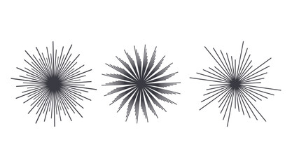 Obraz premium Sunburst burst linear vector symbols collection isolated on white background.