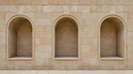 Naklejka premium Stone wall arched alcove architectural detail