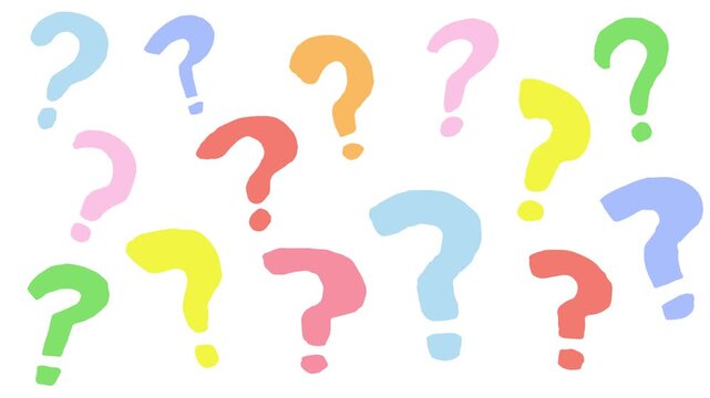 Hand drawn colorful question mark. Animated horizontal loop video.